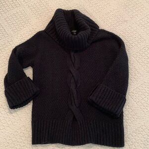 Talbots Black Cowl Neck Sweater. 3/4 Sleeve with Button Detail. Size S.